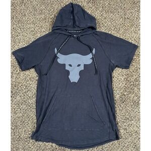 Under Armour Project Rock Mens Light Sweatshirt Sz Small Short Sleeve Hooded